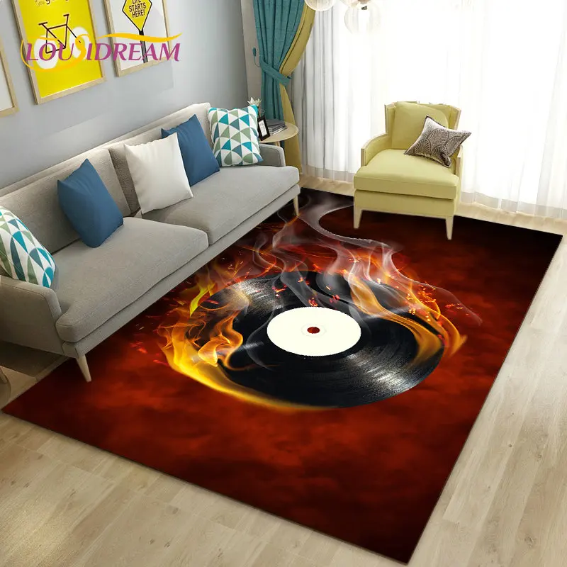 Classical Music Vintage Vinyl Record Area Rug,Carpet Rug for Living Room Bedroom Sofa Decoration,Kid Play Non-slip Floor Mat