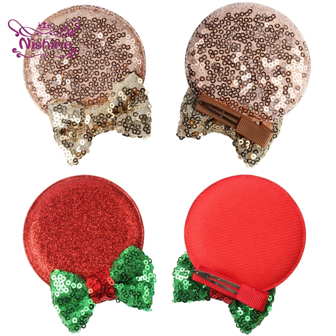 2pcs/lot Glitter Sequins Bowknot Children Hair Clips Baby Girls Cute Ear Hairpin Princess Headwear Kids Birthday Gifts