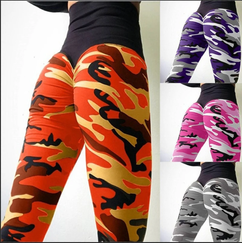 Camouflage print high-waisted hip lift exercise fitness exercise Yoga pants women\'s leggings