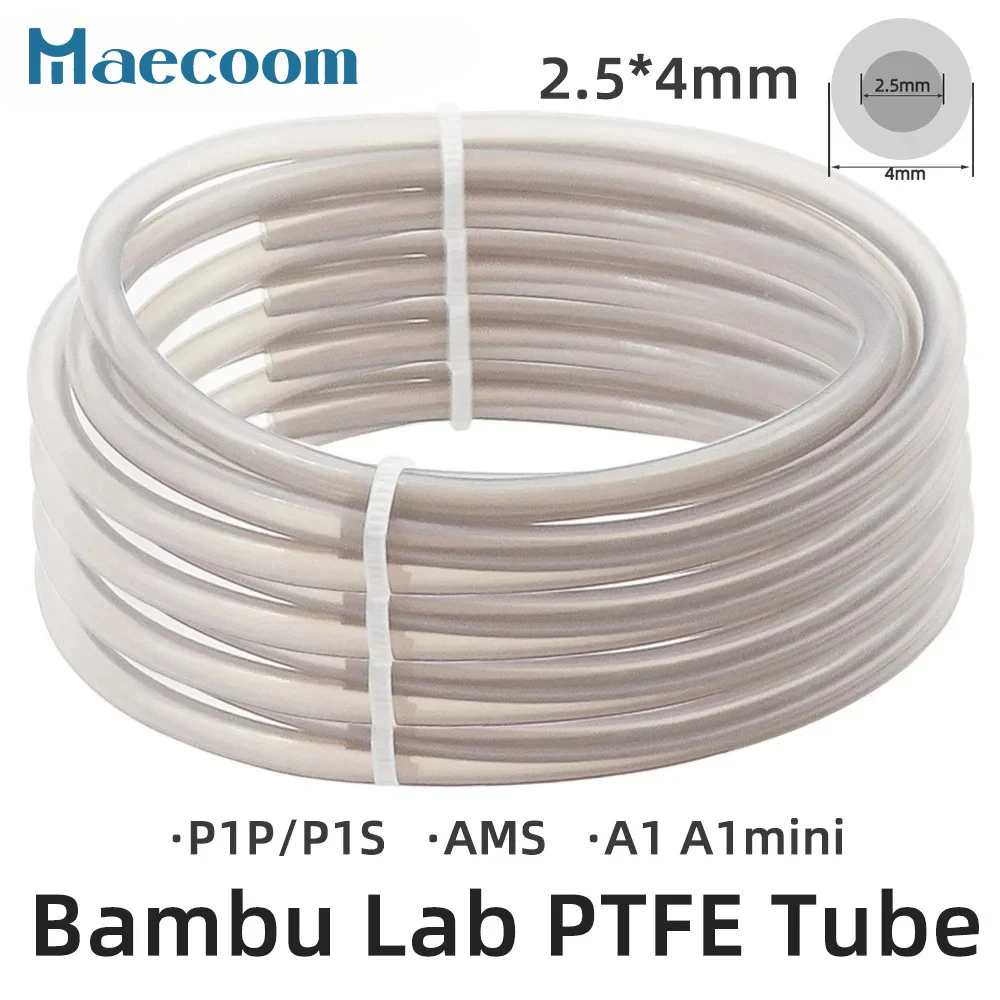 

For Bambu Lab P1P/P1S AMS A1 mini 3D Printer PTFE Tube Teflonto Pipe Bowden Extruder 1.75mm ID2.5mm OD4mm Bambulab Teflonto Pipe