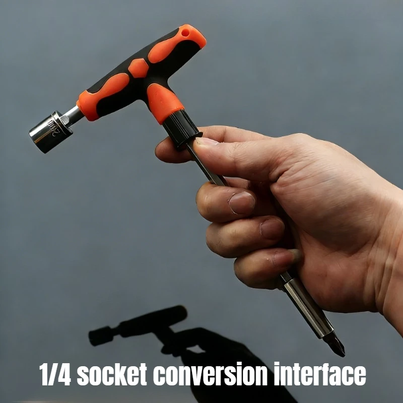 Multifunctional Screwdriver and Socket Set T-shape Handle Torx Hex Cross Flat Bits Household Repair Hand Tools for DIY