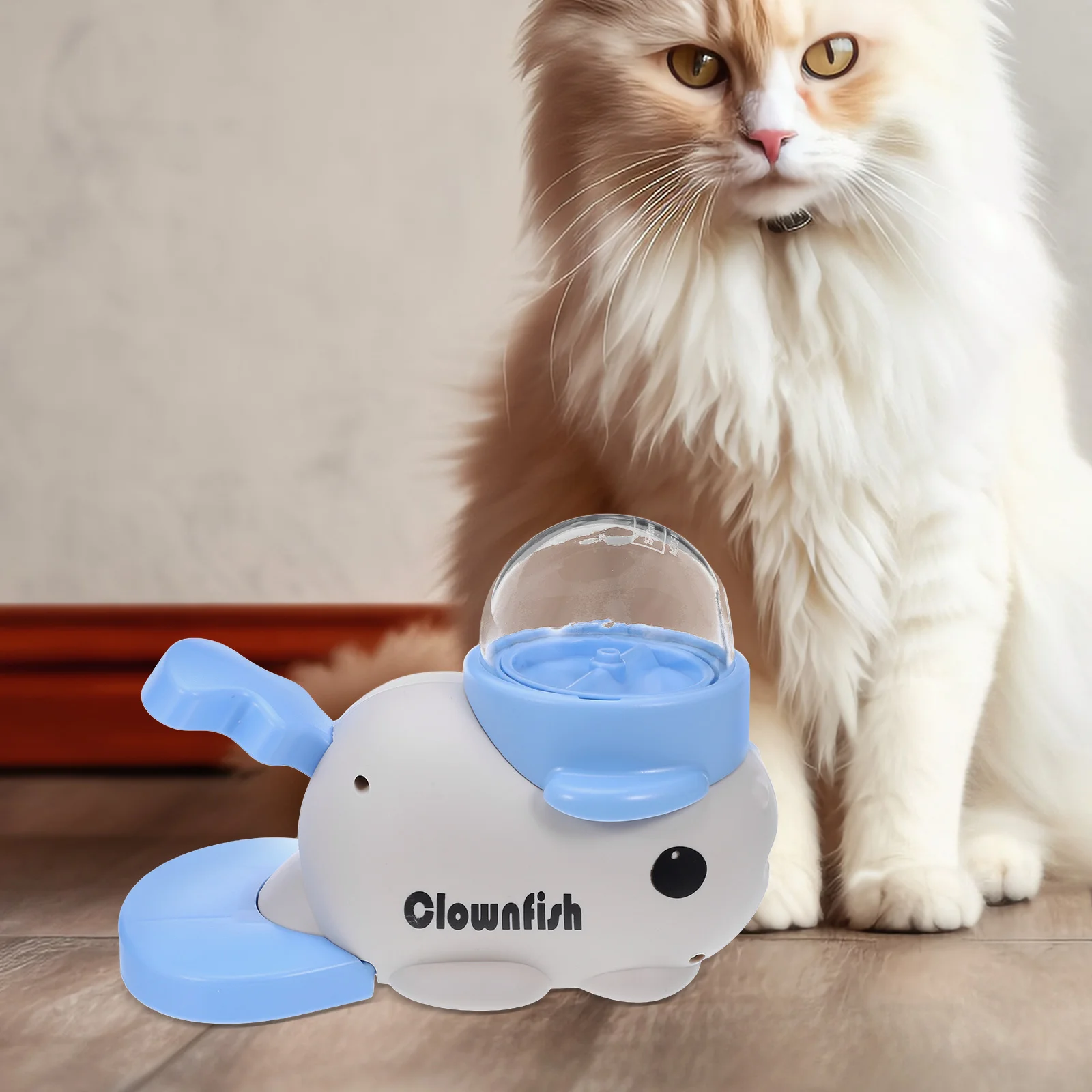 

Interactive Pet Treat Dispenser Whale Form Press Rotate System Automatic Feeding Device for Travel Use