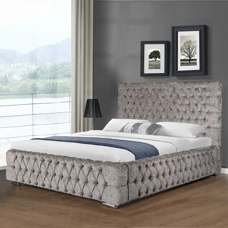 Willsoon Luxury Storage Bed King Double Size Gas Lift-Up Frame with Button Design Tufted Soft Panel Style Upholstery Material