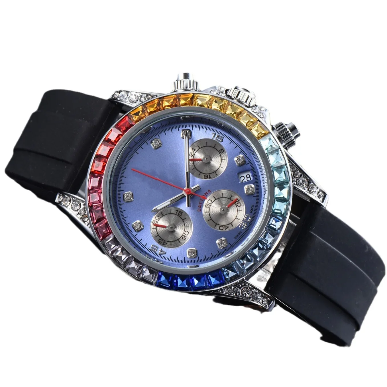 New Men's Watch with Fashionable Trend, High-end Niche Design, Night Light Luxury Disc, Black Silicone Strap, Quartz Watch