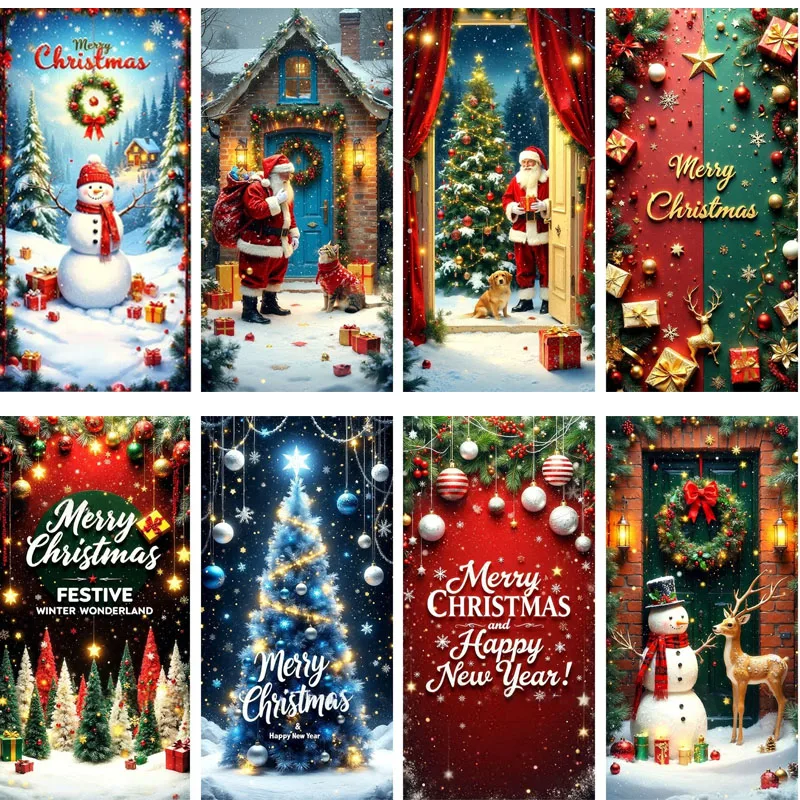 

Рождественский дверной баннер 180*90 см с красочными шаровыми огнями, звездами, сцены, узоры для внутреннего и наружного фестиваля, тематический декор для вечеринки