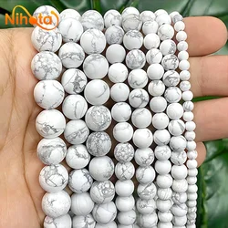 Matte White Howlite Turquoises Loose Natural Stone Beads for Jewelry Making DIY Charm Earrings Bracelet 15