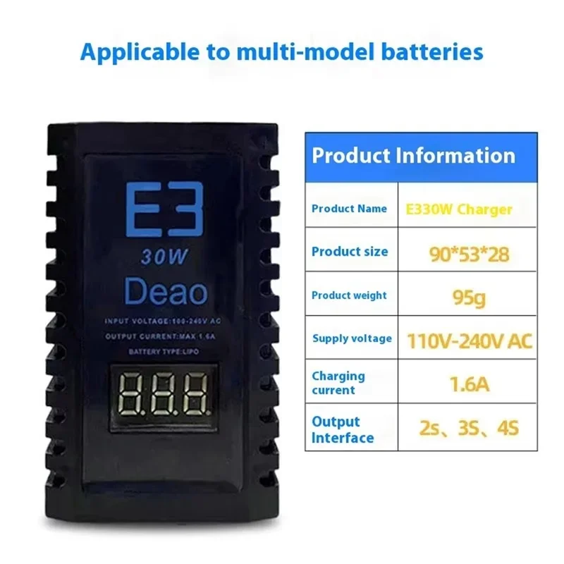 A76F-Deao E3 شاحن شاحن متوازن نموذج طائرة بطارية 2S3s4s بطارية ليثيوم 30 واط نموذج لعبة بدون طيار شحن بطارية ليثيوم #5