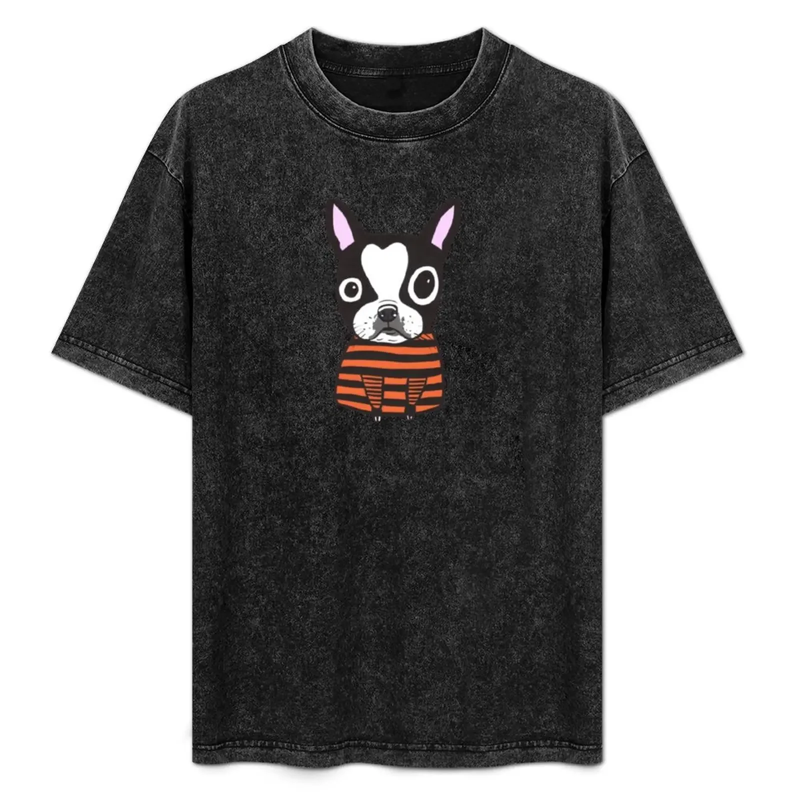 

Boston Terrier Striped T-Shirt Simple Trendy Casual T-Shirt