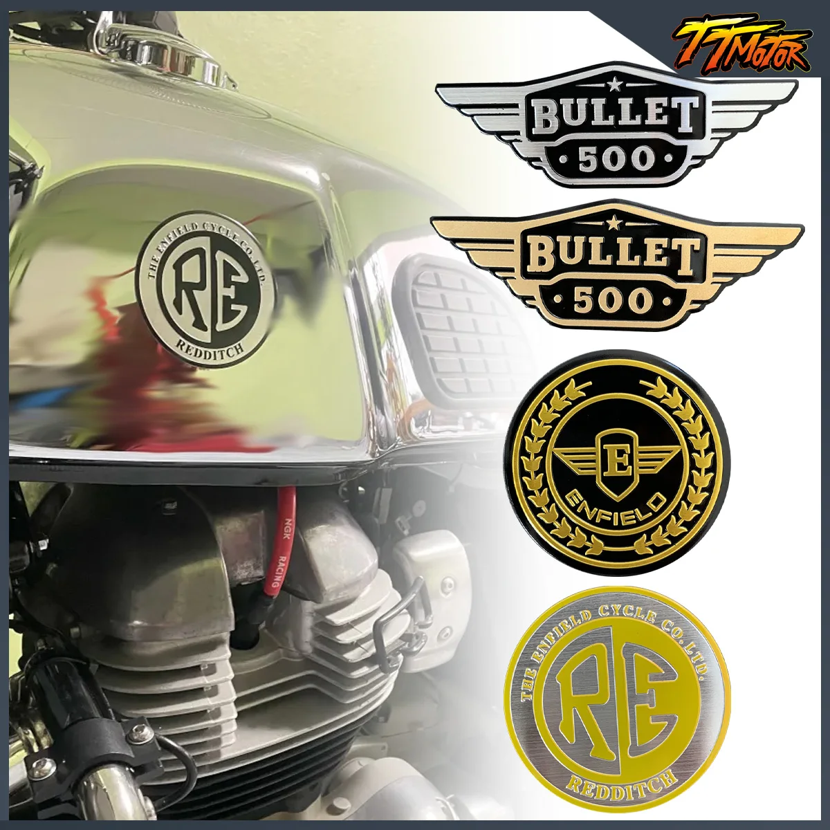 

For Royal Enfield Himalayan 450 411 Hunter 350 650 Motorcycles Accessories Stickers Retro 3D Metal Aluminium Emblem Badge Decals