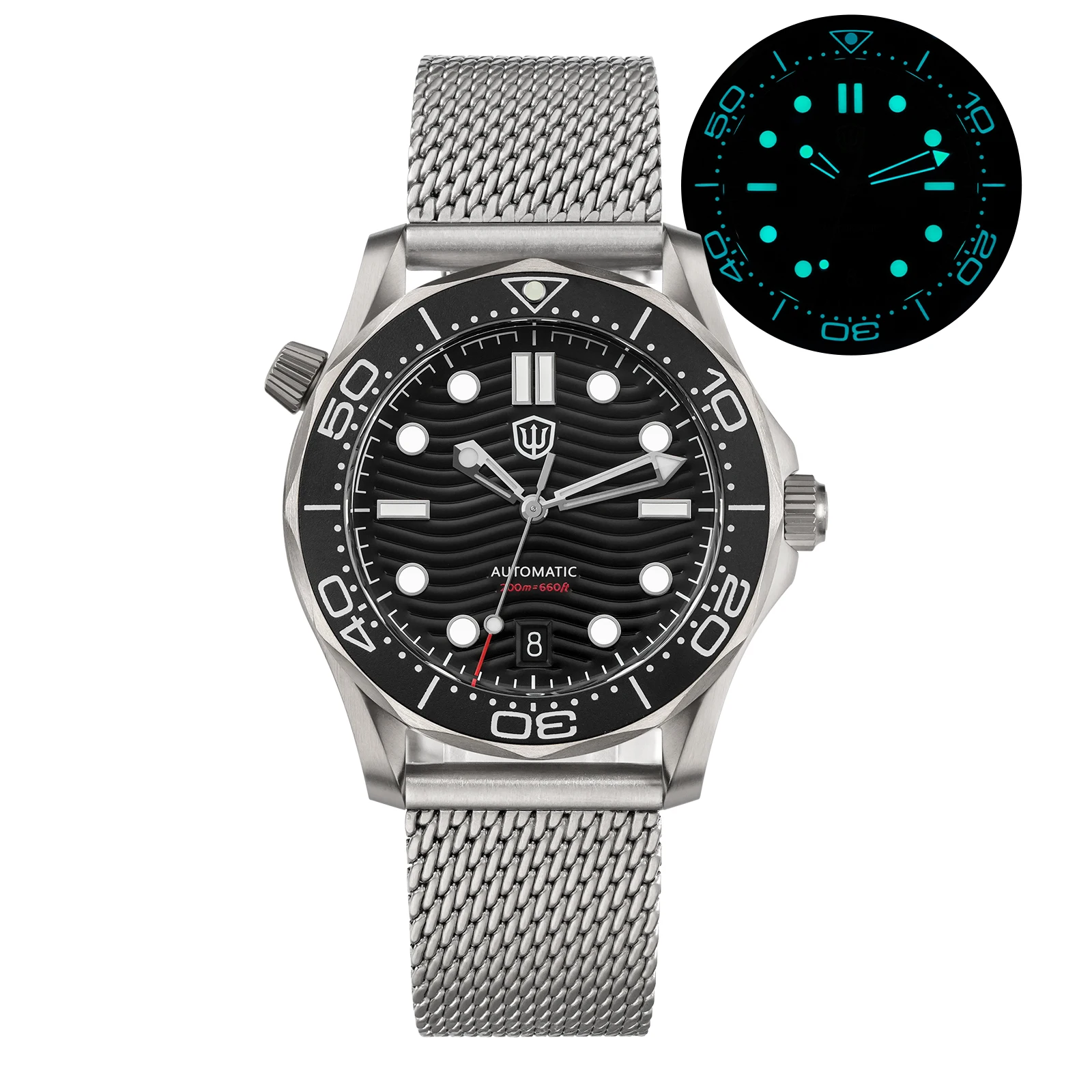 Watchdives WD007 39mm V2 SL3001 Automatische Taucheruhr Titan-Gehäuse Saphirglas 100M Wasserdichtes Ventil Luxus-Herrenuhr – Detail 24