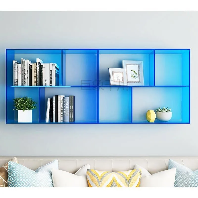 Small bookshelf wall household living room acrylic transparent bookcase simple floor shelf figure integrated