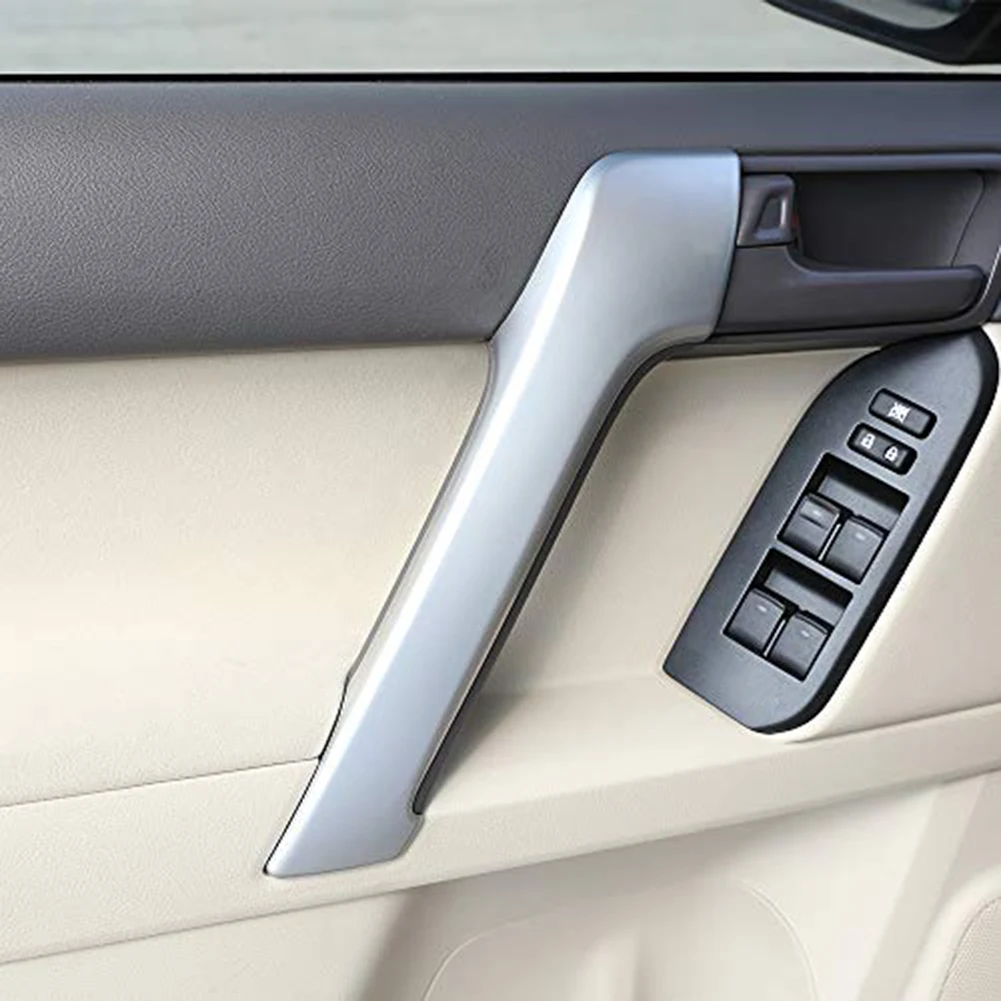 لتويوتا لاند كروزر برادو 2010 2018 مقبض الباب الداخلي تقليم فضي اللون 4 قطعة مادة ABS حماية من الخدش #5