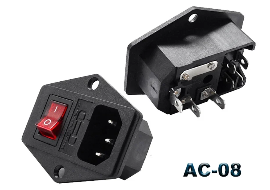 IEC320 C14 Elektrische AC-Buchse 3-polig Rot LED 250V 10A Sicherung Buchse Stecker Einlassanschluss 2-polige Buchse Montage-Wippschalter – Detail 11