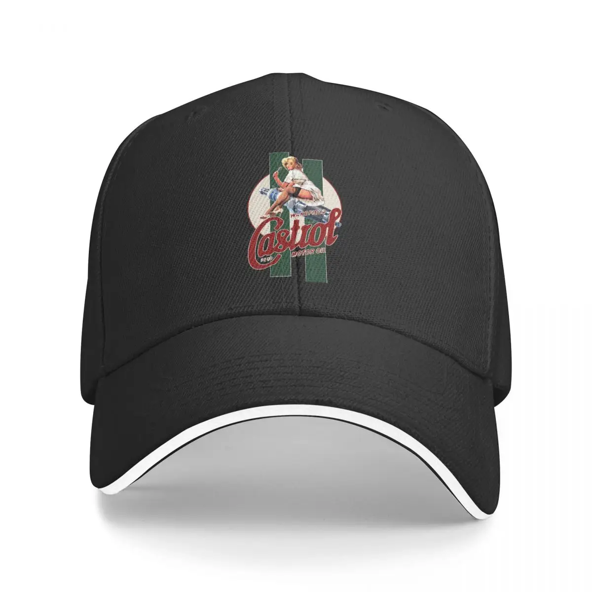 Castrol Vintage Pin Up Girl Classic Stripes Multicolor Hat Peaked Women's Cap Personalized Visor Sunprotection Hats