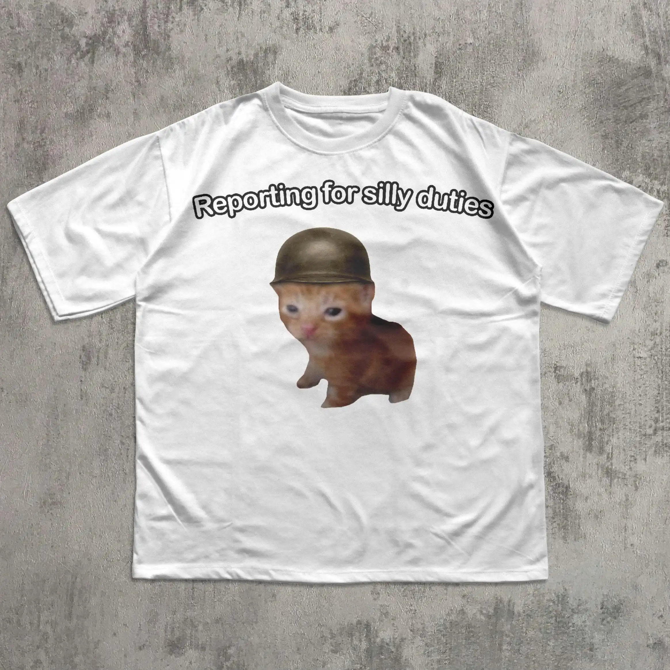 Reporting for Silly Duties Funny Cat Meme T-shirt, Ironic Cats Shirt, Sarcastic Kitten Tee, Silly Shirts, Weird Tees