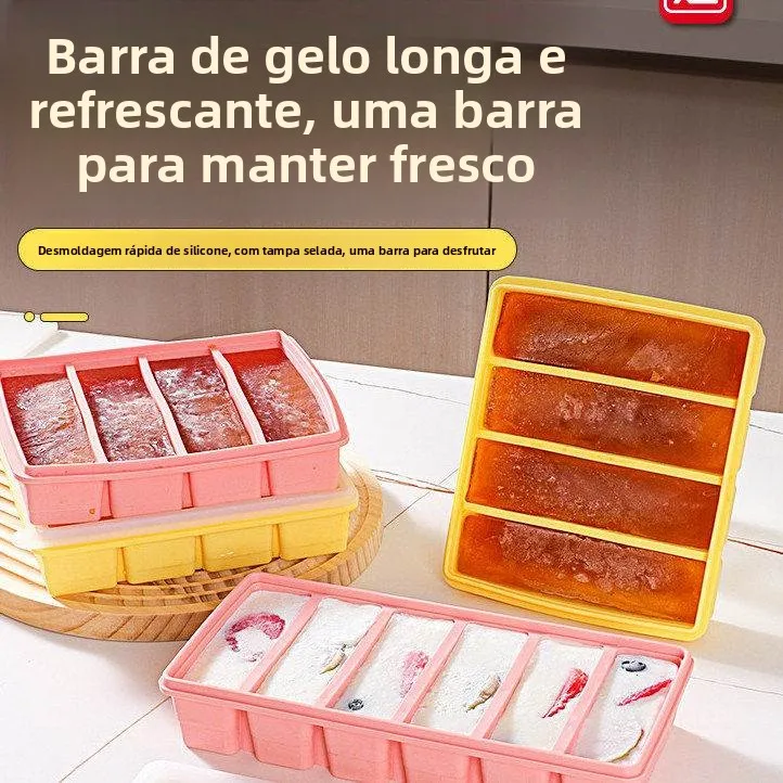 Forma de Gelo Comercial de Silicone para Cubos Longos em Barra, Molde de Gelo Congelado para Copos de Whisky e Collins, Utens...