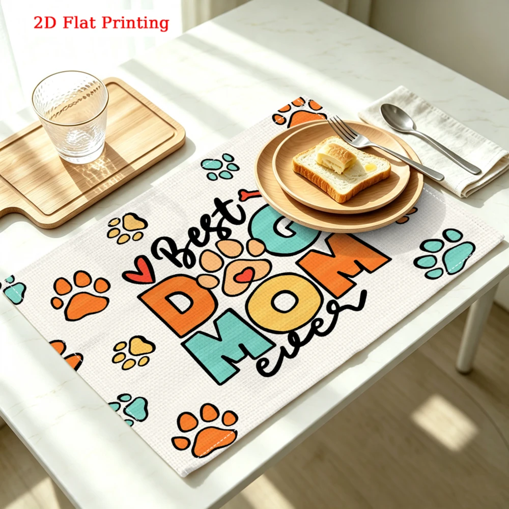 Best Dog Mom Kitchen Placemat Best Dog Mom Linen Pad Dish Coffee Cup Table Mat 1PC 30x40cm