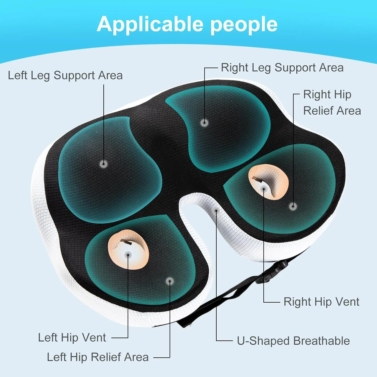 Large Memory Foam Seat Cushion for Pressure Relief Sciatica&Tailbone Pain Relief Pillow Non-Slip Office Chair Cushions