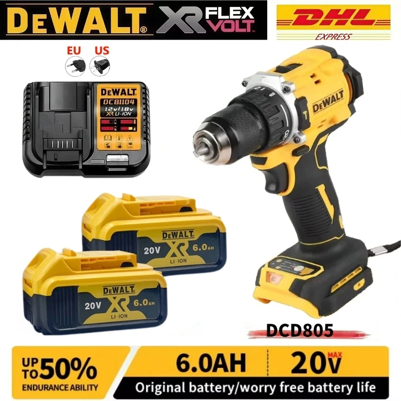 DEWALT DCD805 20V Power Drill Tools, Brushless Impact Drill Cordless Electric Screwdriver, Optional 2Ah 6Ah Lithium