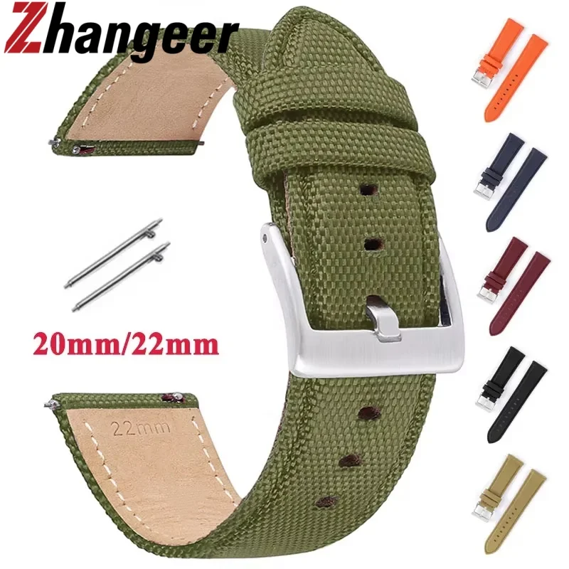 

20mm 22mm Quick Release Nylon +Leather Watch Strap for Men Women Sport Universal Watch Band Waterproof Bracelet Accessories