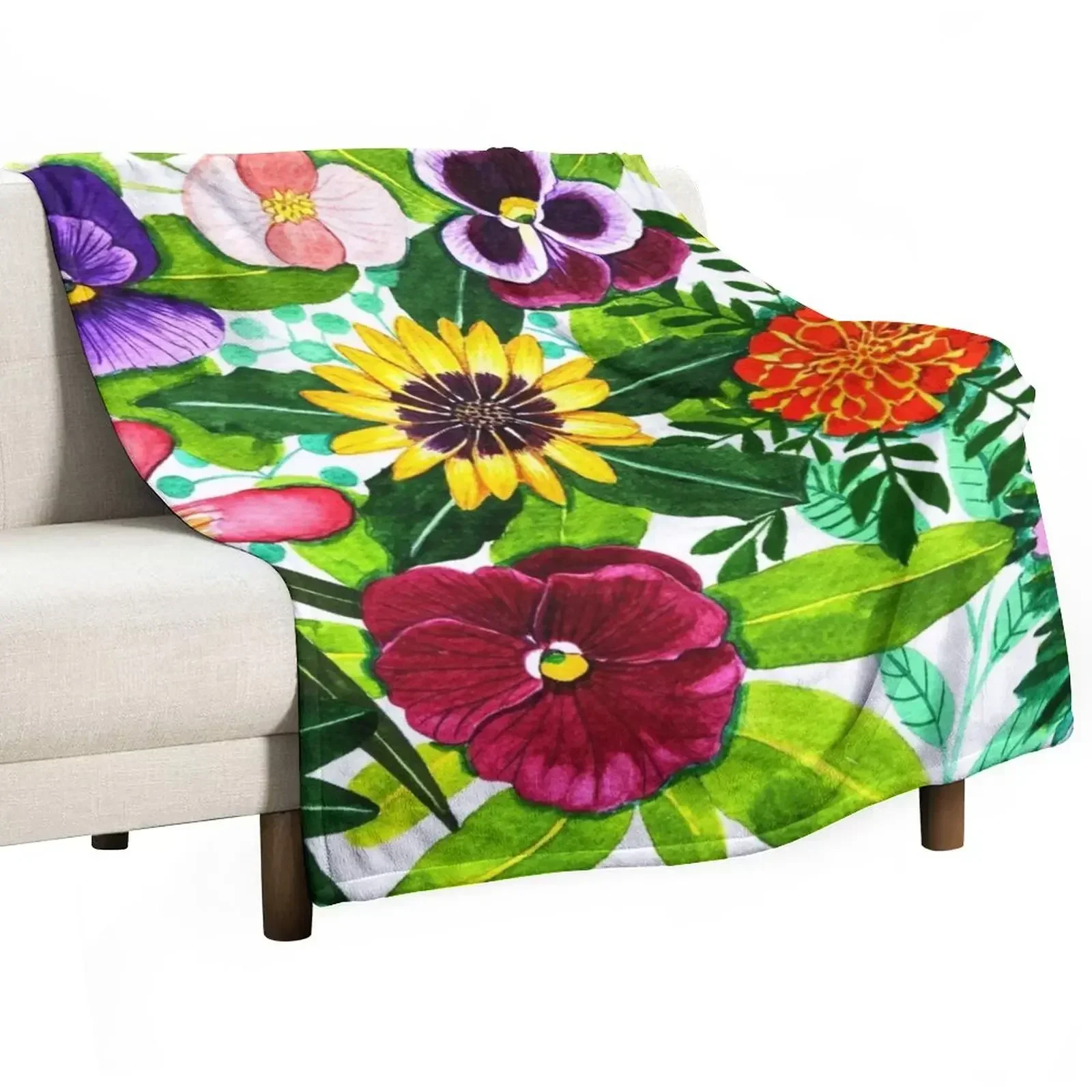 

Flower Portraits Throw Blanket Shaggy Thermals For Travel halloween blankets and throws Blankets