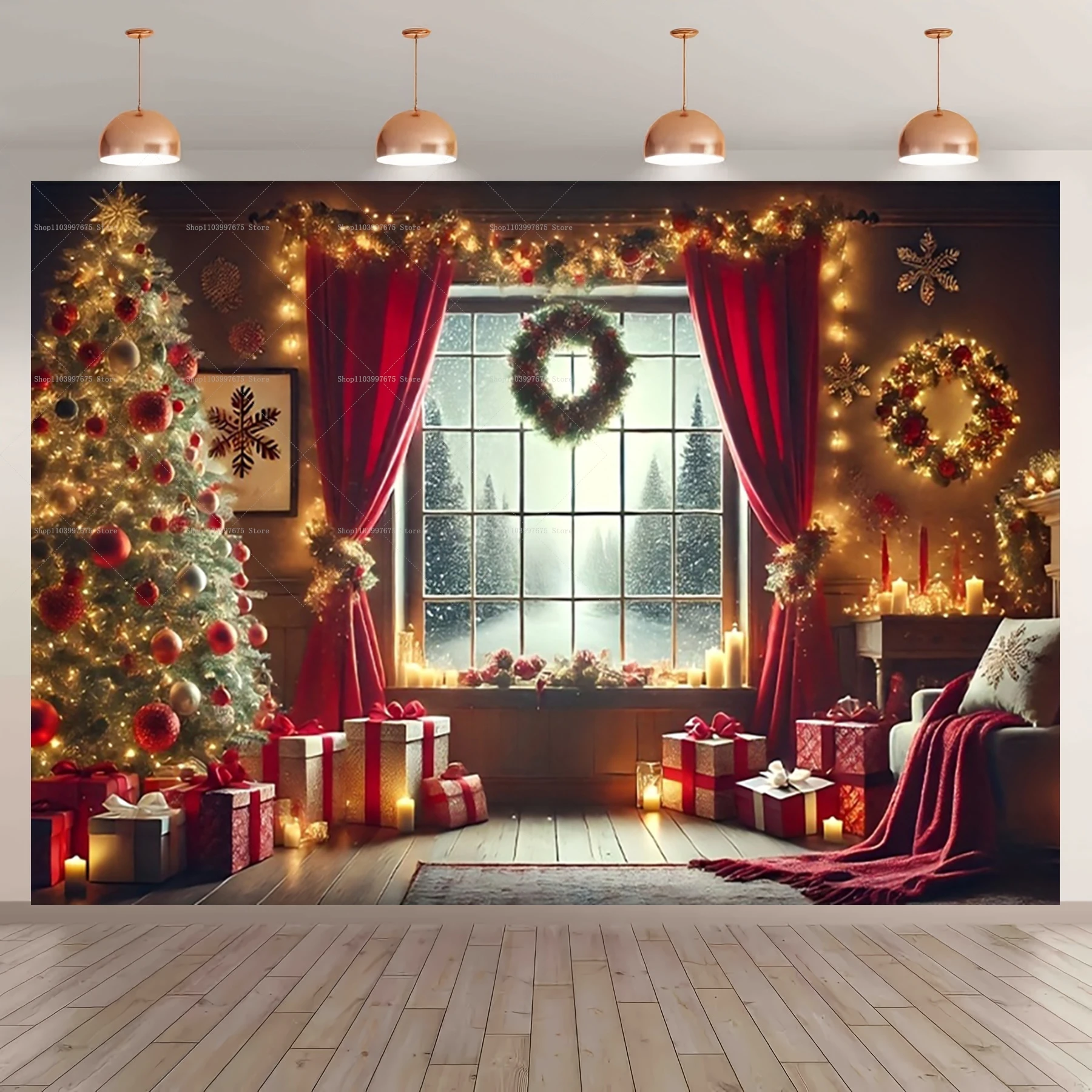 Frohe Weihnachten, gemütliche Szene, Weihnachten, Schnee-Hintergründe, Winter, Festival, Party-Dekoration, Fotografie-Hintergrund, Banner, Fotokabinen-Requisiten