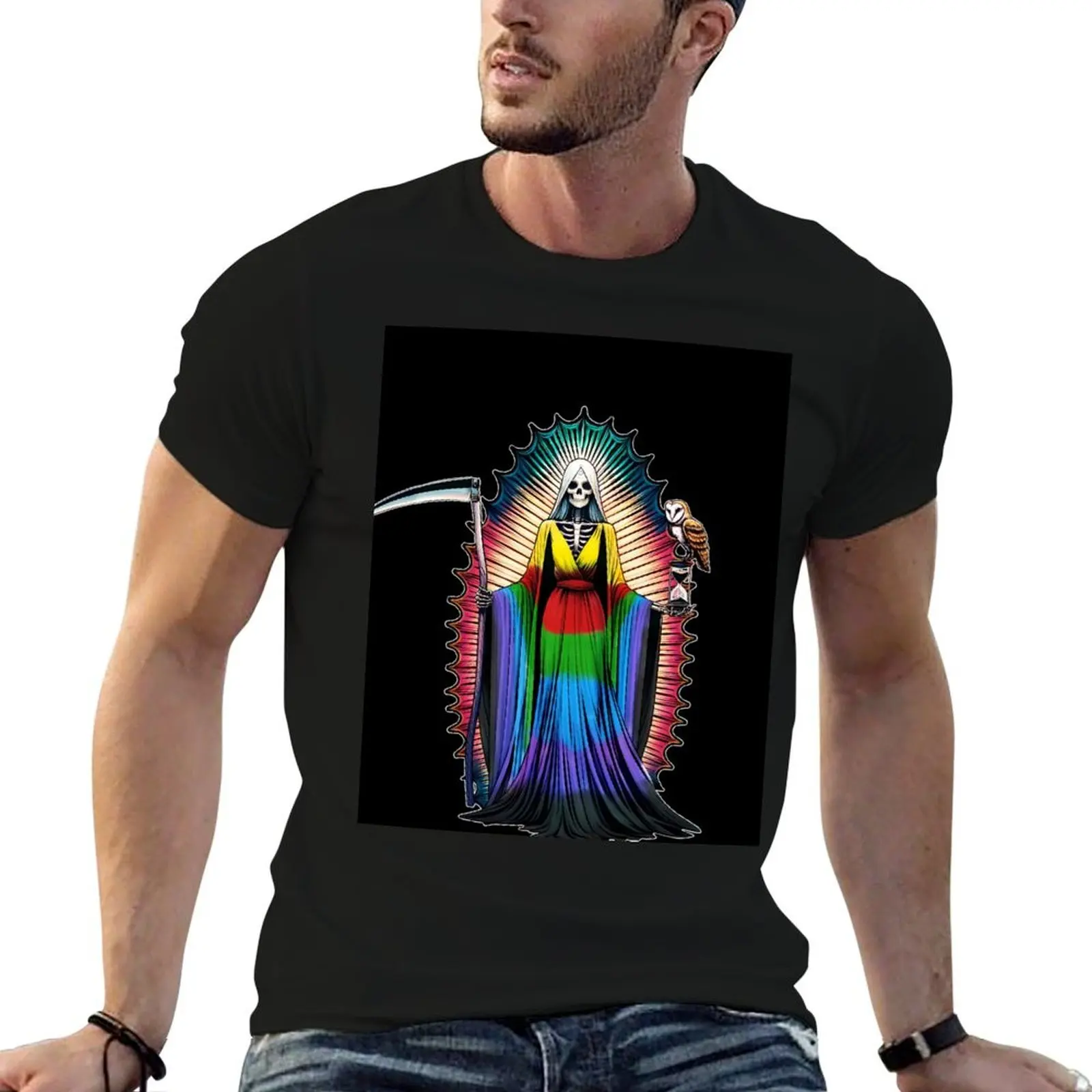 Santa Muerte of the Seven Powers - Santa Muerte de las Siete Potencias T-Shirt baggy shirts Blouse black t-shirts for men