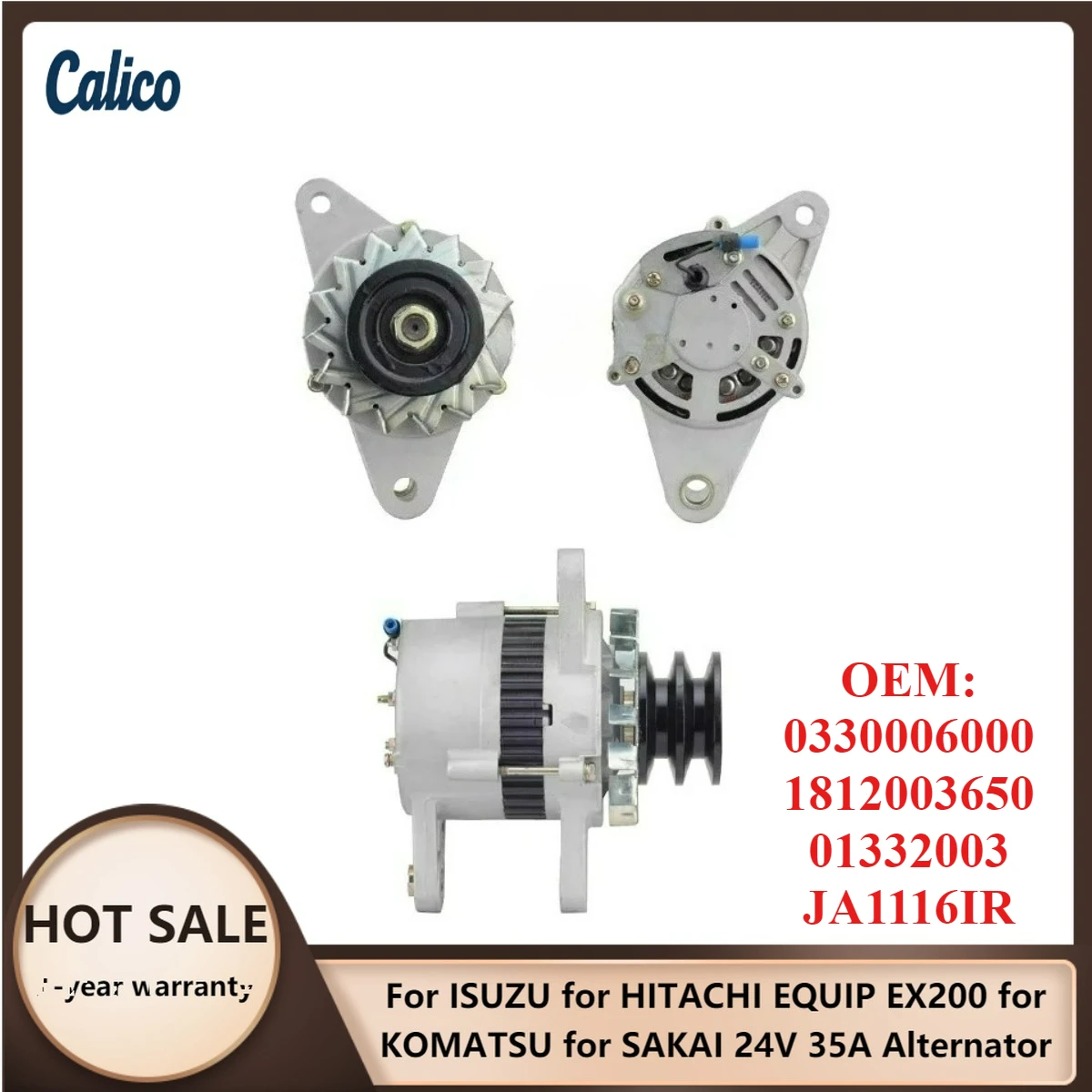 

Лидер продаж: Генератор 24В 35А для ISUZU, HITACHI EQUIP EX200, KOMATSU, SAKAI (номера: 0330006000, 1812003650, 01332003, JA1116IR)