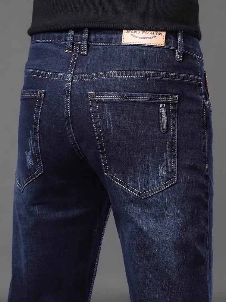 سراويل جينز للرجال ملابس الشارع الشهير جينز أنيق للرجال 2025 بقصة ضيقة ومريحة للربيع والخريف كاجوال مقاس كبير مغسول كلاسيكي #3