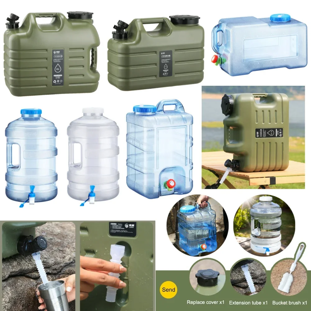 25L Camping Water Container Portable Camping Bucket Water Storage with Detachable Faucet No Leakage Camping Hiking Supplies