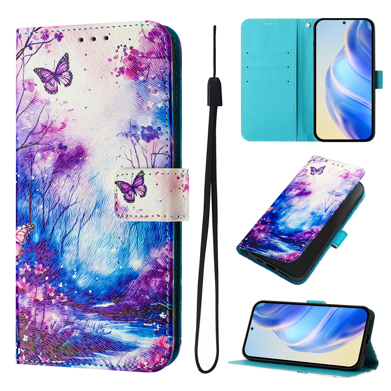 Funda con tapa de cuero de lujo con diseño 3D para Samsung Galaxy A71 A51 A41 A31 A21 A11 A01, con 3 ranuras para tarjetas y correa de muñeca.