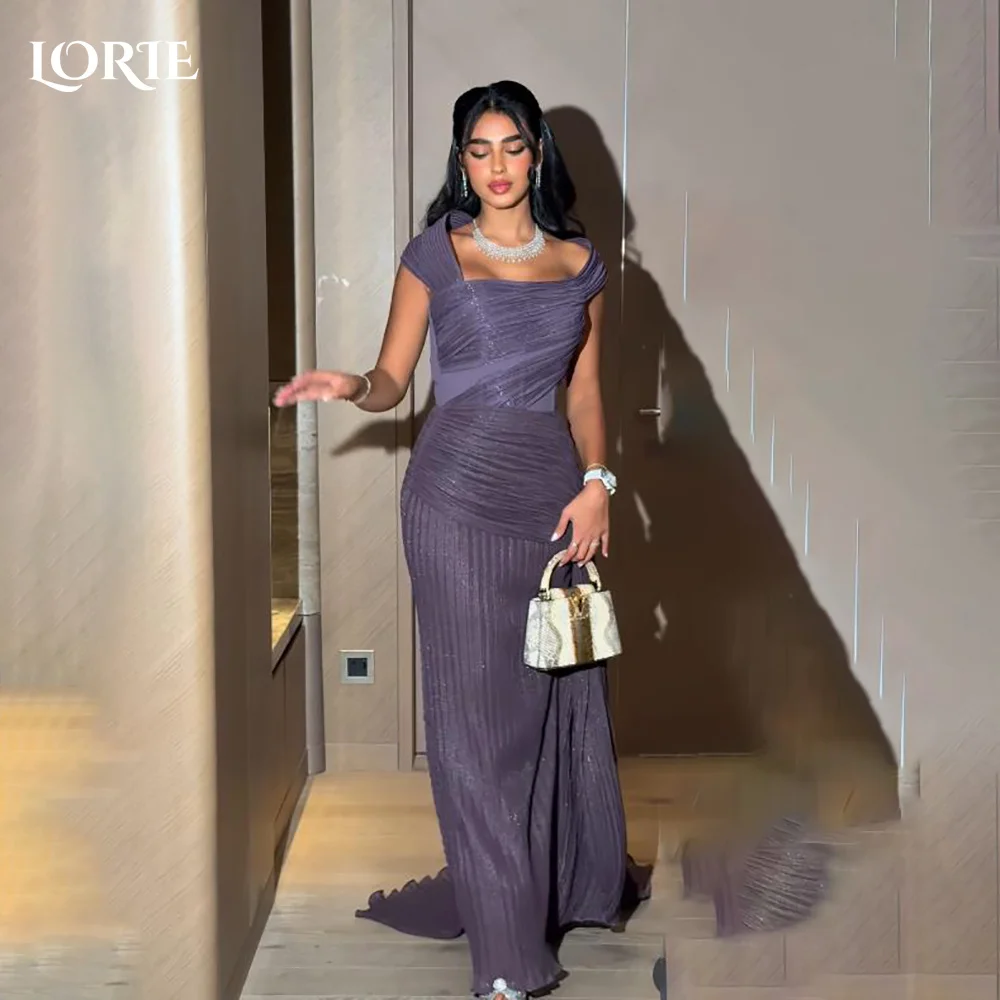 

LORIE Muslim High Collar Evening Dress A-Line Flared Sleeve Bobycon Prom Dress Long Sleeve Party Gown Customized Brithdays Dress