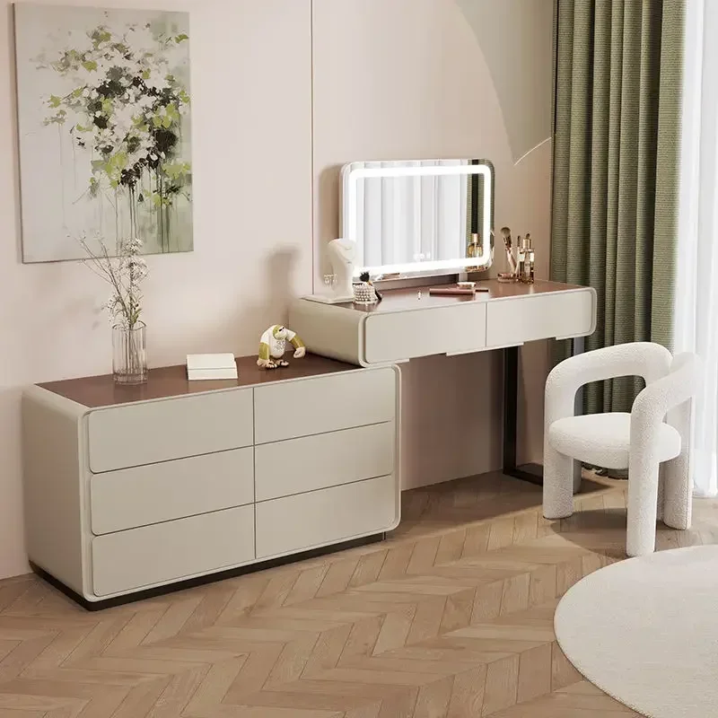 Luxury Modern Dressing Table Makeup Toilets Vanity Large Mirror Storage Furniture Headdresses Meuble Chambre Chair Toiletries