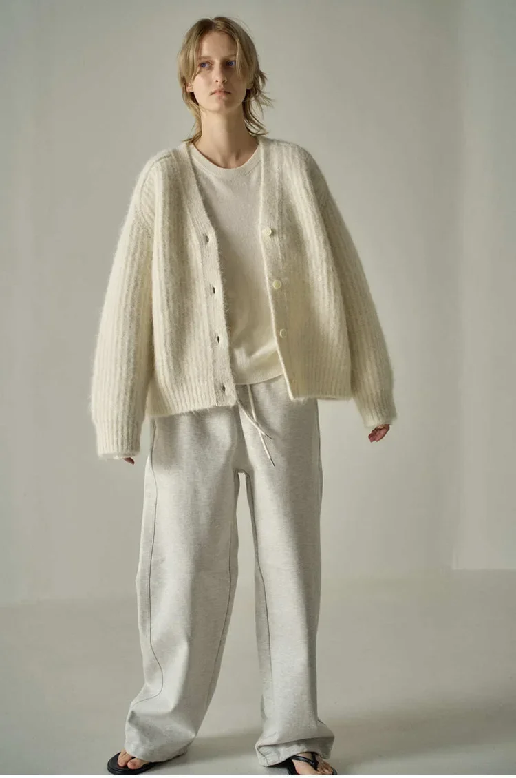 F @ C @ * Wool Cardigan for Women, Loose Knit Sweater, White Tops, Gothic Clothes, New Design, Fall and Winter, 2024, Y2k