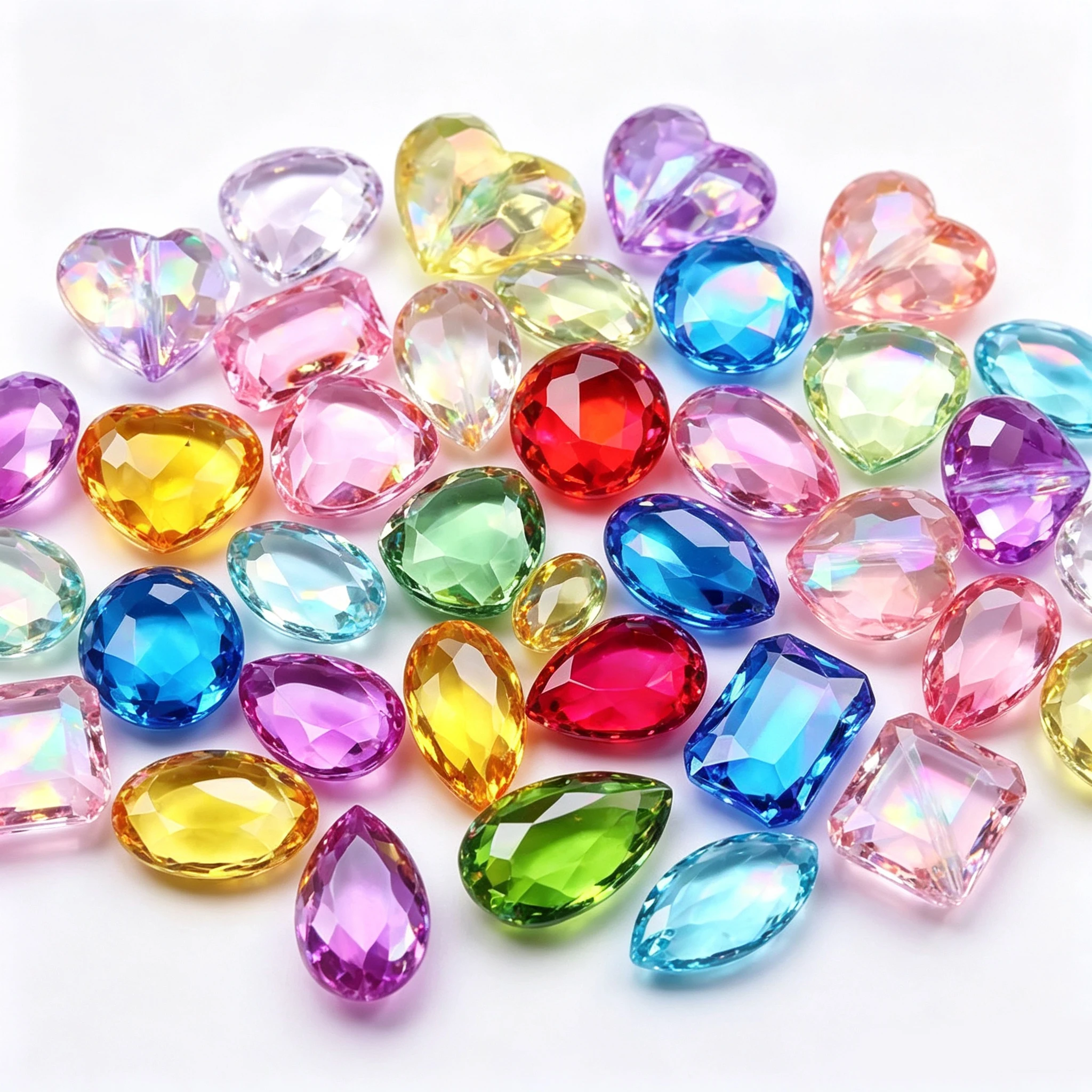 20/30/60 acrylic heart-shaped transparent scattered beads pendant necklace bracelet DIY children's treasure hunting diamond toy