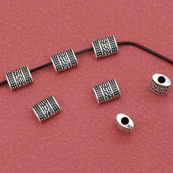 10pcs/Lot Vintage Flat Square Geometry Loose Beads 9x7mm Bracelets Necklace DIY Crafts Jewelry Spacer Charms Alloy Accessories