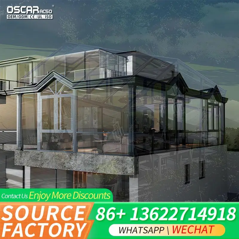 High grade Double tempered Low E Glass Modern Triangle Retractable Outdoor Roof for Patio Garden Balcony sunroom