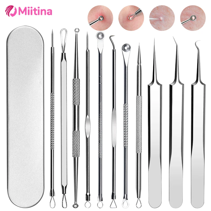 

11Pcs/Set Acne Blackhead Removal Needles Black Dots Cleaner Pore Cleaner Deep Cleansing Face Skin Care Beauty Tools Needles Kit