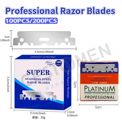 100/200PCS Single-sided Razor Blade Stainless Steel Razor Blades Men Shaving Shaver Manual Razors Barber Styling Shaving Tools