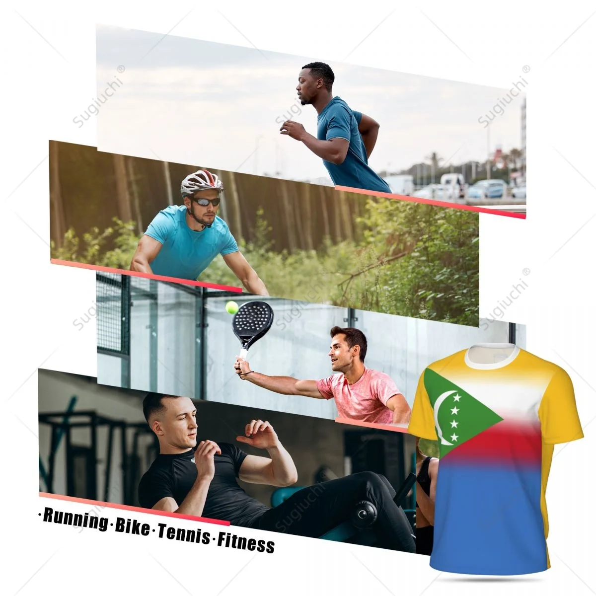 Sports Mesh T-shirt Comoros Flag For Running Bike Soccer Tennis Football Fitness Tees 3D Printed Custom