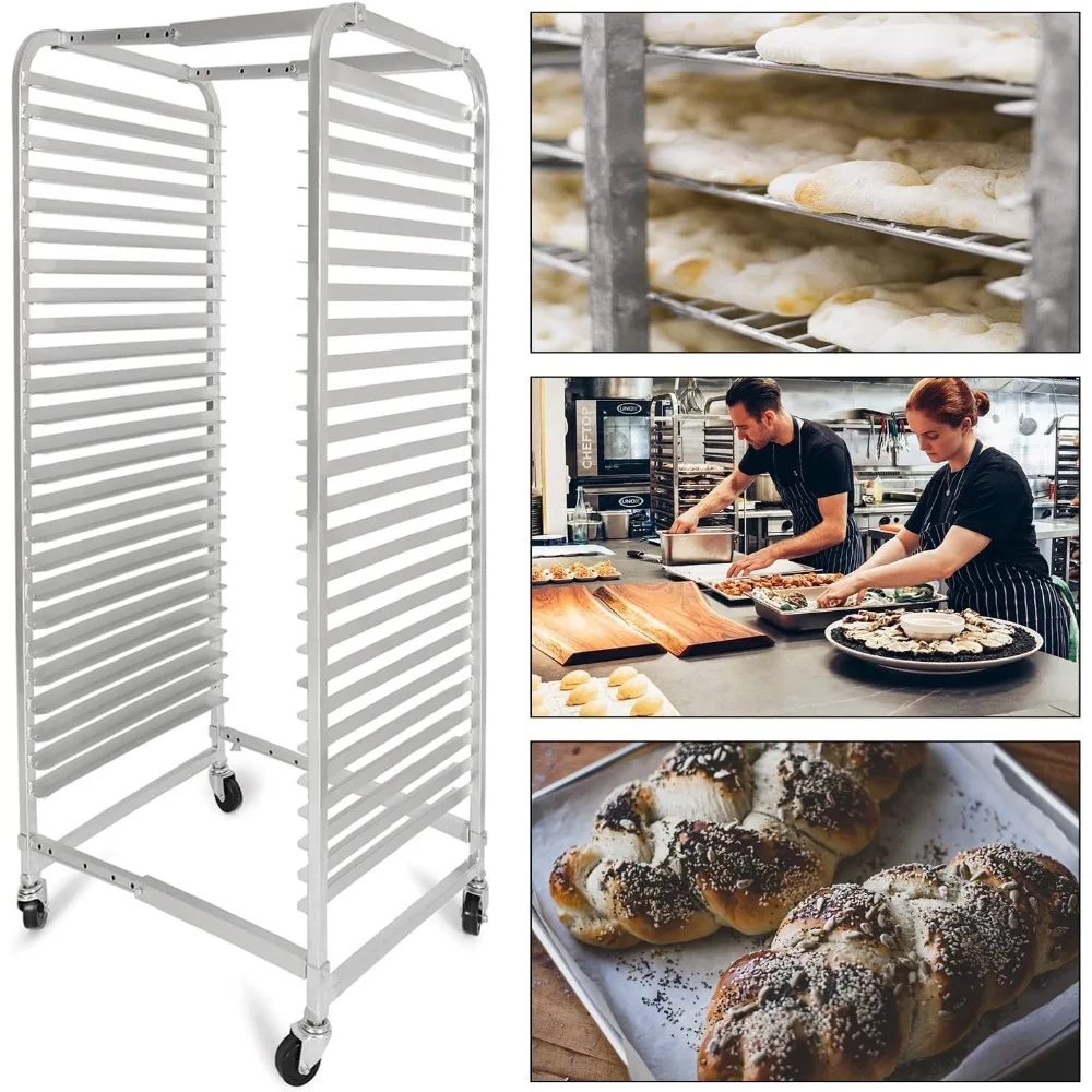 

Adjustable Bun Pan Rack 25 Tier with Brake Wheels, Bakery Sheet Rack for Foodservice, Kitchen,Restaurant, Pizzeria, Hotel, Home