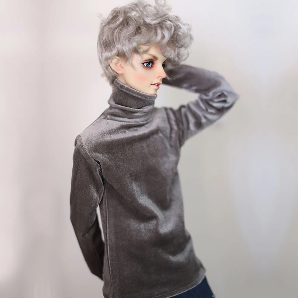 

G10-289 1/4 1/3 Uncle SSDF POPO68 SD BJD MSD doll baby clothes Turtleneck casual velvet sweatshirt silver grey 1pcs