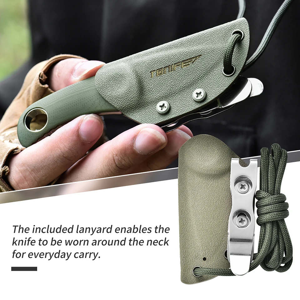 

TONIFE HKT2021 Fixed Blade Knife Camping Pocket Outdoor 8Cr14MoV Blade G10 Survival Hunting Utility Knives EDC Tools Runer