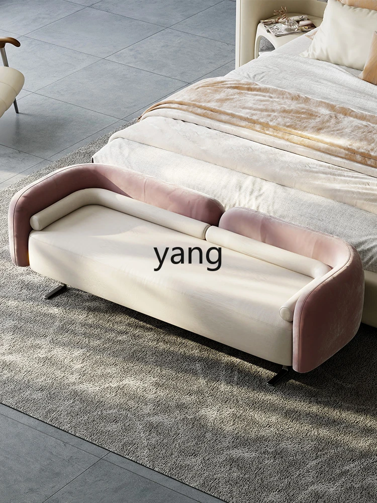 Yjq Bedroom Bed End Stool Sofa Bed High-End Flannel Minimalist Simple Living Room Bed Stool Shoes Changing Bench