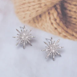 Korean Fashion Hot Selling Zircon Star Earrings For Women Luxury Crystal Trend 2024 Elegant Wedding Party Gift Christmas Jewelry