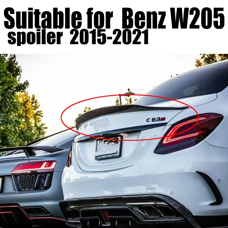 Carbon Fiber Boot Rear Trunk Spoiler For Mercedes Benz C Class Sedan W205 2015-2021 Deflector C63s AMG PSM Style Gloss Black