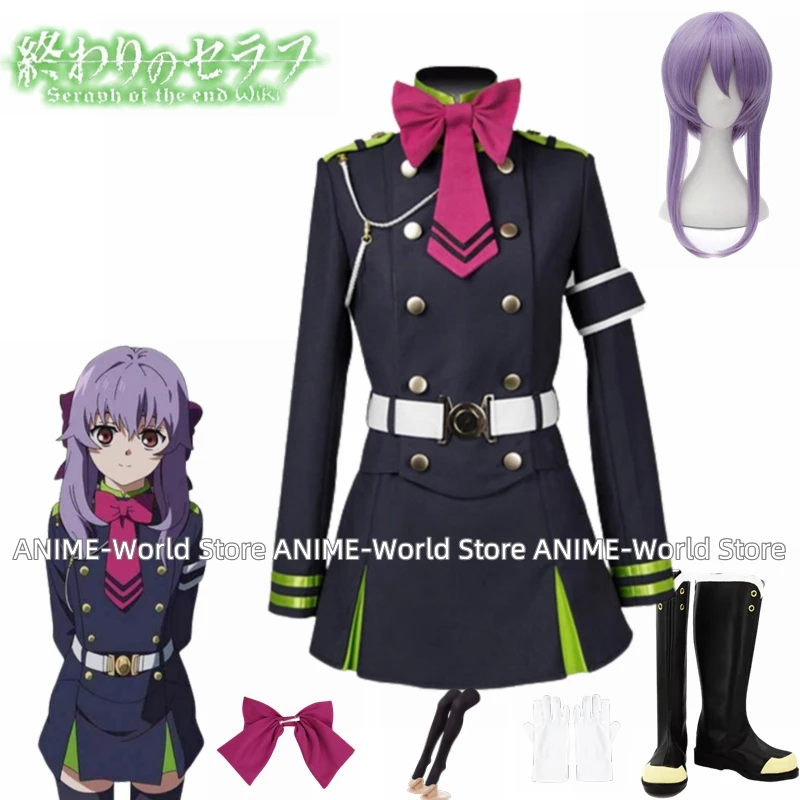 Anime Seraph of the End Owari no Serafu Hiiragi Shinoa Cosplay Costumes Wig Shoes Any Size