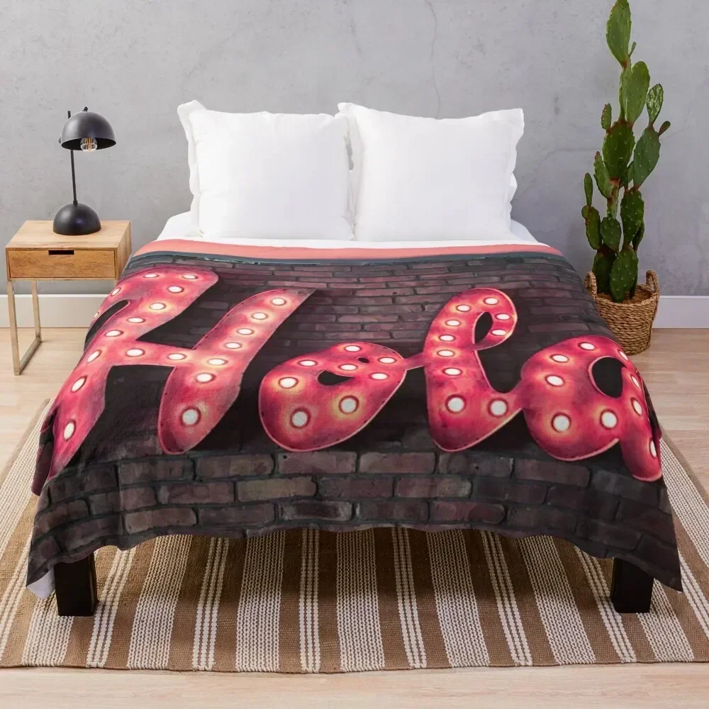 

Hola Spanish Hello Neon Sign Throw Blanket Year Round Soft Comfortable Blanket for Home