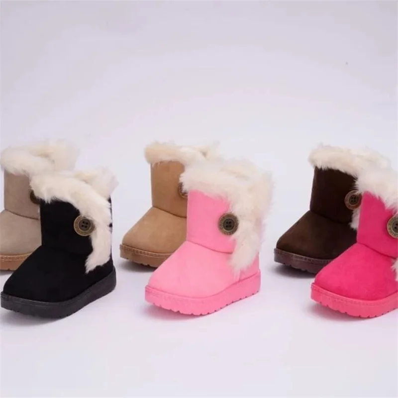 Warme Kinderen Snowboots Voor Kinderen Nieuwe Peuter Winter Prinses Kind Schoenen Antislip Platte Ronde Neus Meisjes Baby Mooie Laarzen