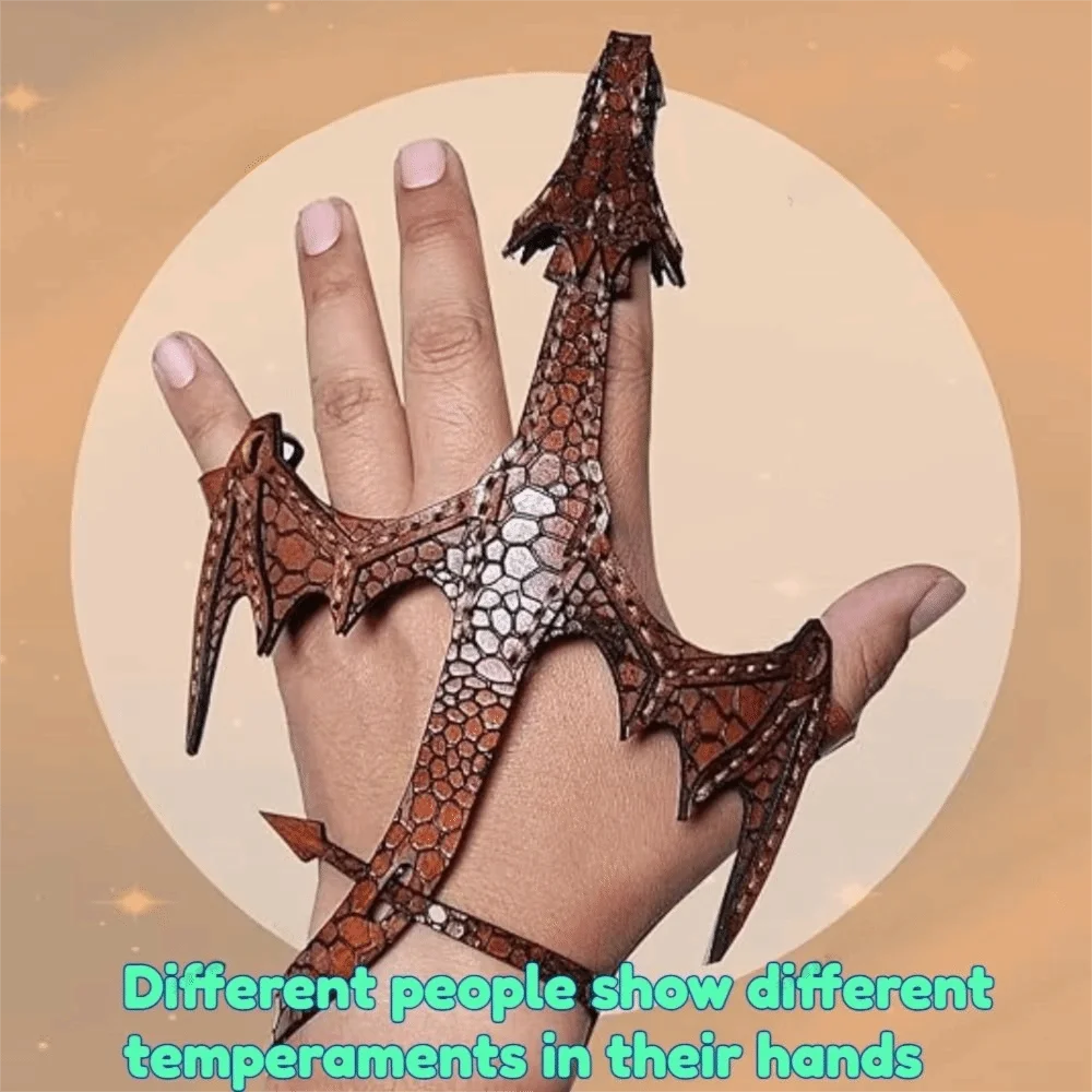 Braided Design Dragon Glove PU Leather Adjustable Length Leather Bracelet Wristband Wrap Retro Style Hand Dragon Mittens